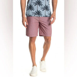 Wallin & Bros Flat Front Chambray Trim Fit Shorts size 34 Red Oxblood Color